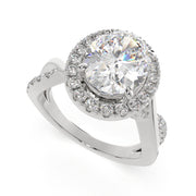 2.35 Carat VS1 D Lab Grown Diamond Halo Pave Split Shank Oval Ring